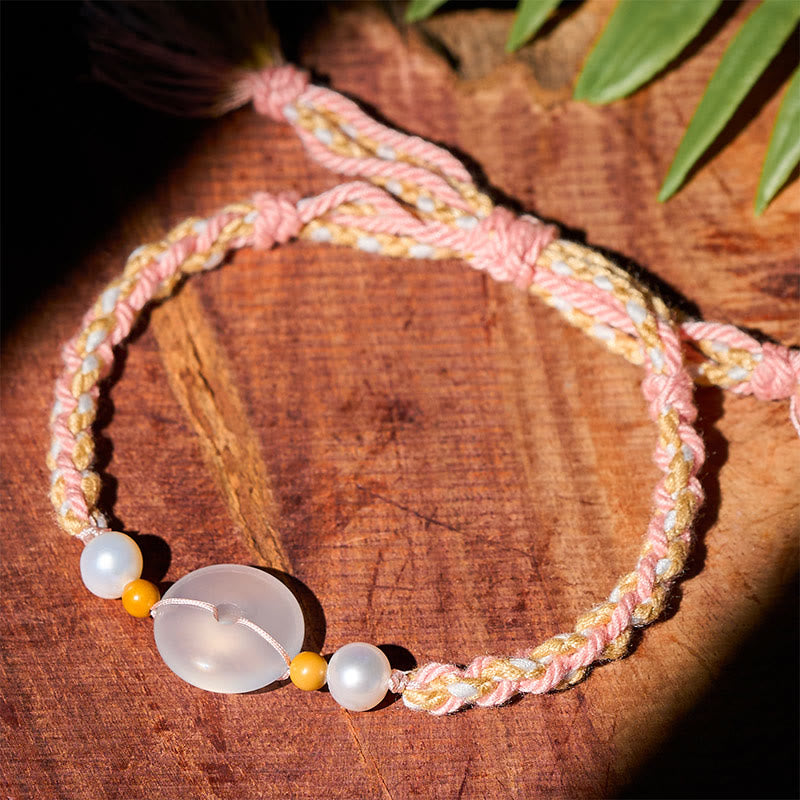 Buddha Stones Pulsera positiva con hebilla de paz de calcedonia - image 4