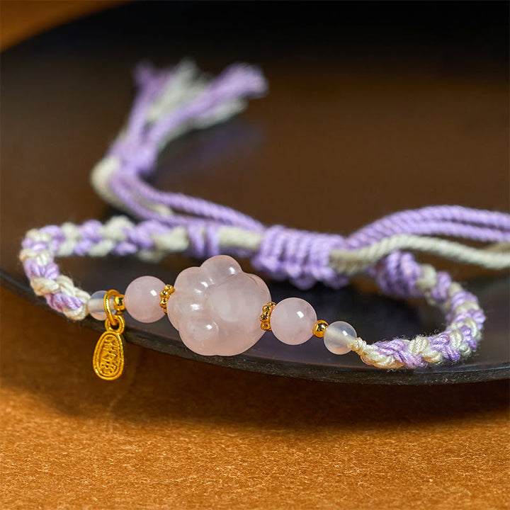 Buddha Stones Pulsera de amor y calidez con gato de cristal rosa - image 4
