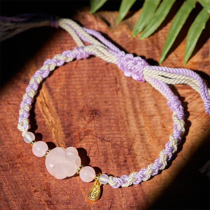 Buddha Stones Pulsera de amor y calidez con gato de cristal rosa - image 3