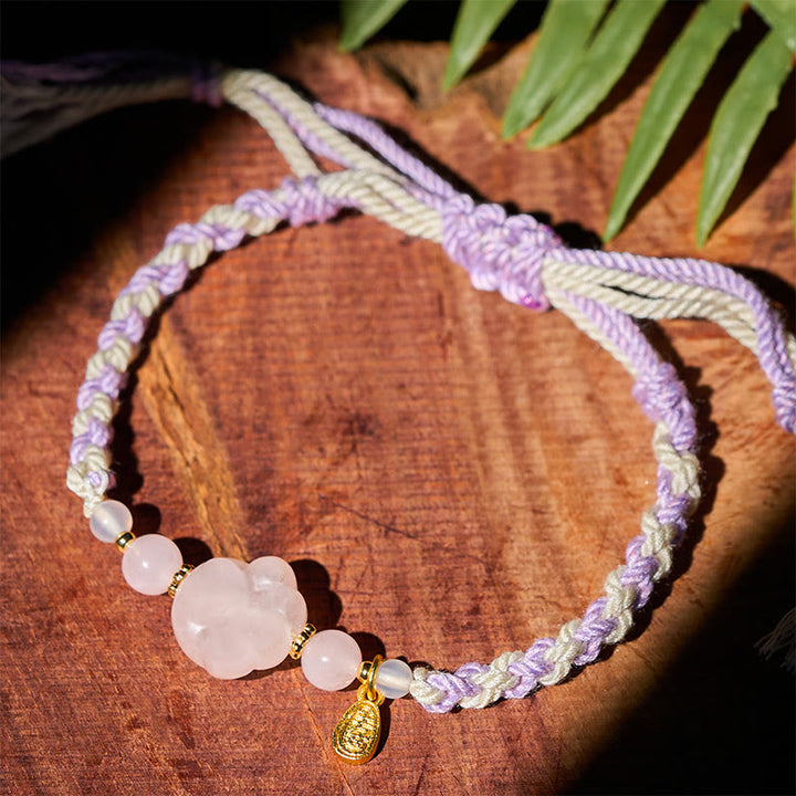 Buddha Stones Pulsera de amor y calidez con gato de cristal rosa - image 3