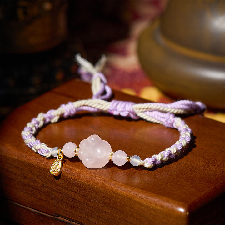Buddha Stones Pulsera de amor y calidez con gato de cristal rosa - image 2