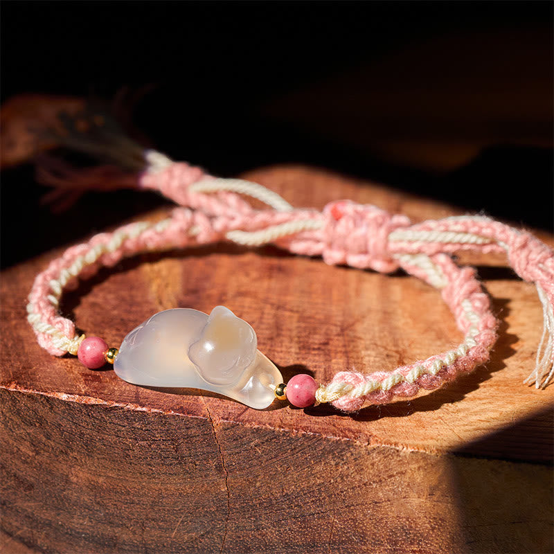 Buddha Stones Pulsera de armonía positiva de gato de calcedonia - Gato de calcedonia (circunferencia de la muñeca: 17-18 cm) - image 0