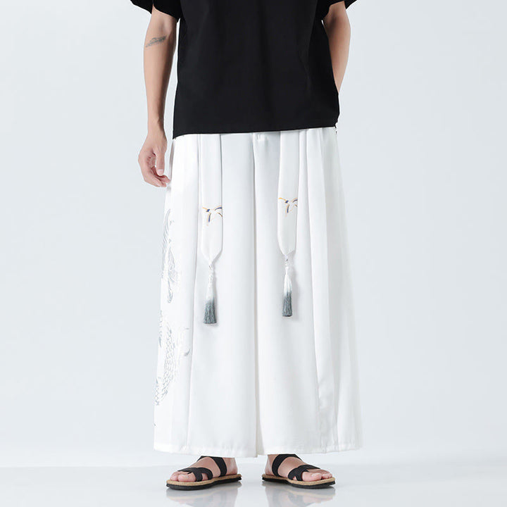 Buddha Stones Pantalones anchos de algodón con diseño de dragón de verano y cordón ajustable hasta el tobillo para hombre con bolsillos - Blanco - US/UK/AU42, EU52 (3XL) - image 36