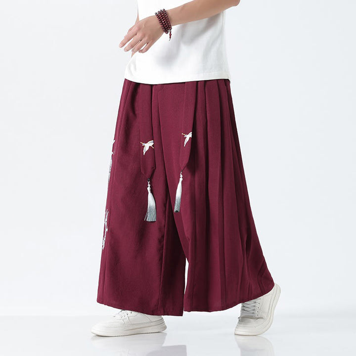 Buddha Stones Pantalones anchos de algodón con diseño de dragón de verano y cordón ajustable hasta el tobillo para hombre con bolsillos - image 17
