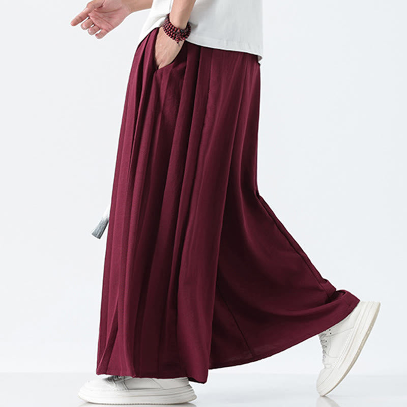 Buddha Stones Pantalones anchos de algodón con diseño de dragón de verano y cordón ajustable hasta el tobillo para hombre con bolsillos - image 19