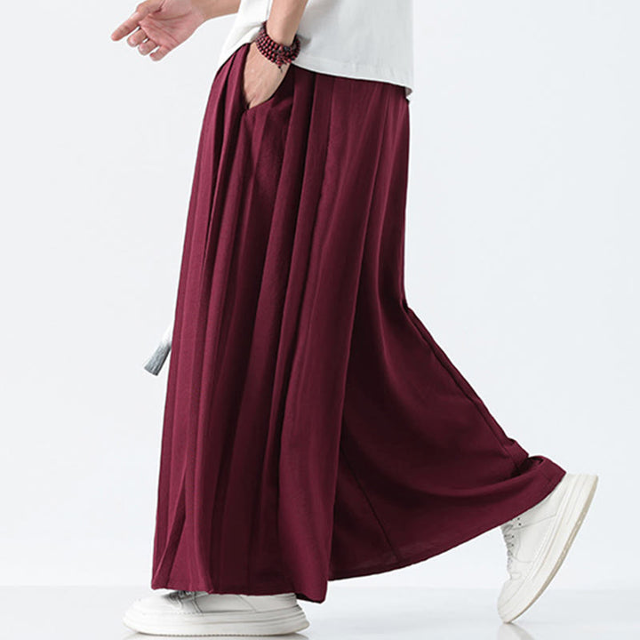 Buddha Stones Pantalones anchos de algodón con diseño de dragón de verano y cordón ajustable hasta el tobillo para hombre con bolsillos - image 19