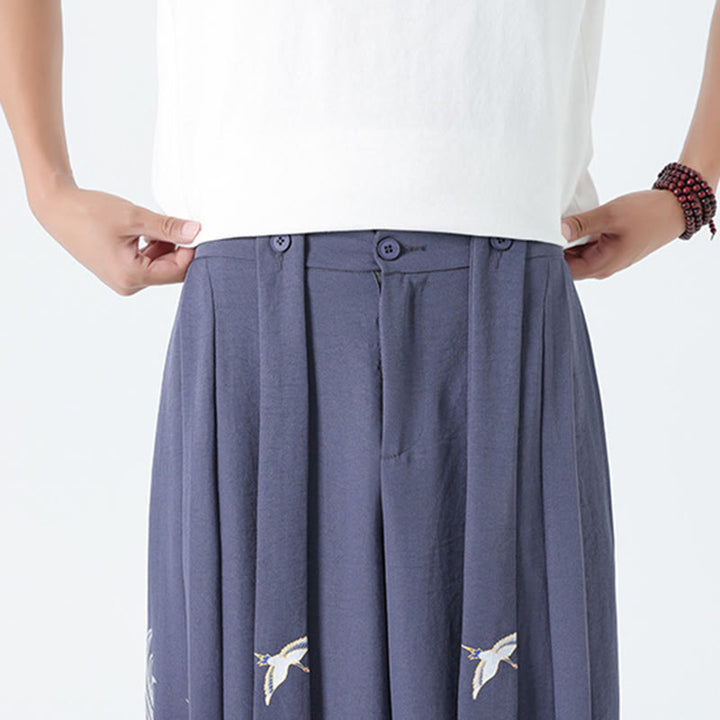 Buddha Stones Pantalones anchos de algodón con diseño de dragón de verano y cordón ajustable hasta el tobillo para hombre con bolsillos - image 31