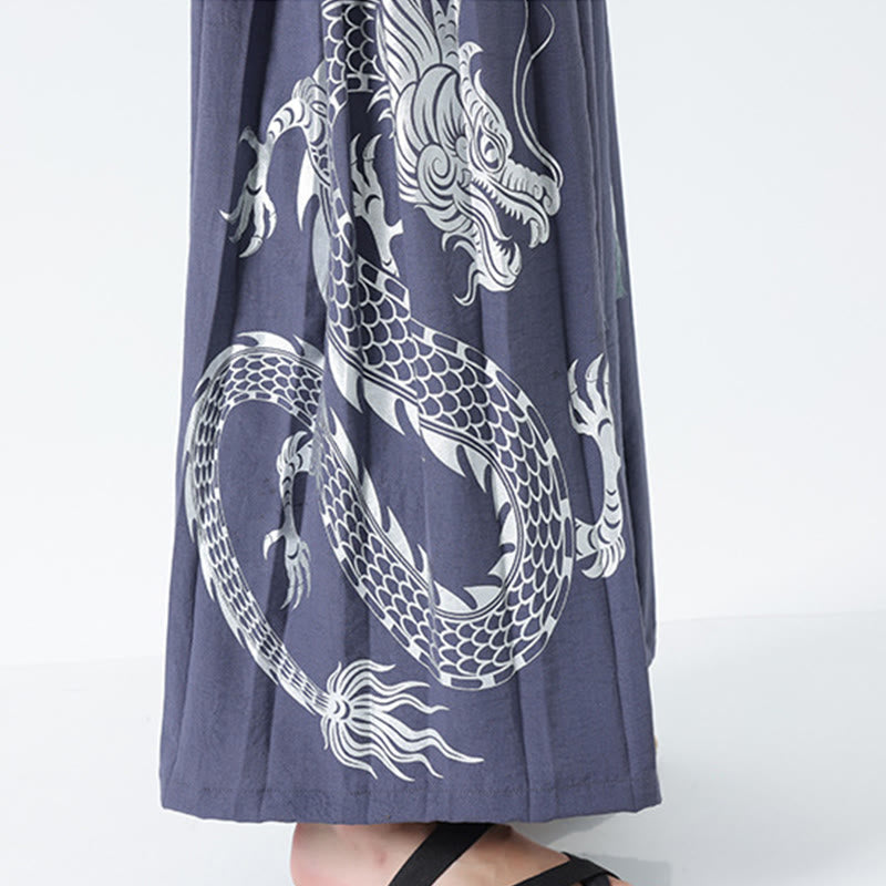 Buddha Stones Pantalones anchos de algodón con diseño de dragón de verano y cordón ajustable hasta el tobillo para hombre con bolsillos - image 34