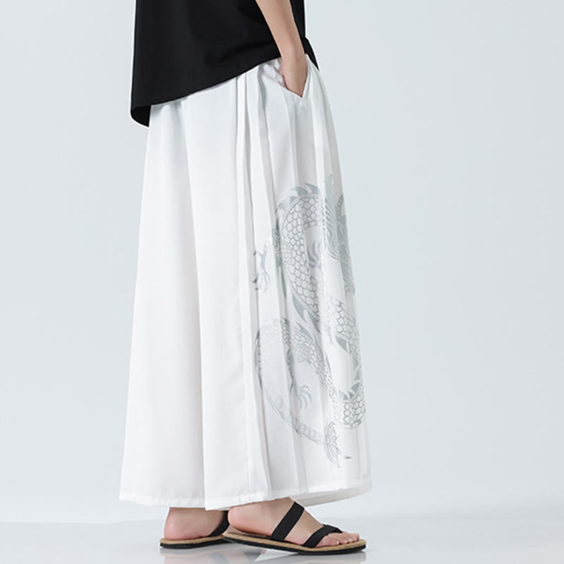 Buddha Stones Pantalones anchos de algodón con diseño de dragón de verano y cordón ajustable hasta el tobillo para hombre con bolsillos - image 40