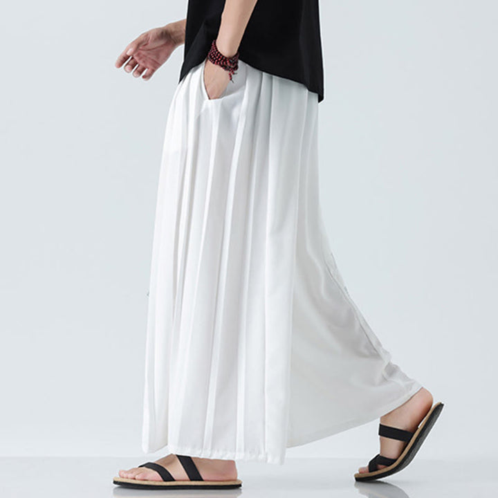 Buddha Stones Pantalones anchos de algodón con diseño de dragón de verano y cordón ajustable hasta el tobillo para hombre con bolsillos - image 41