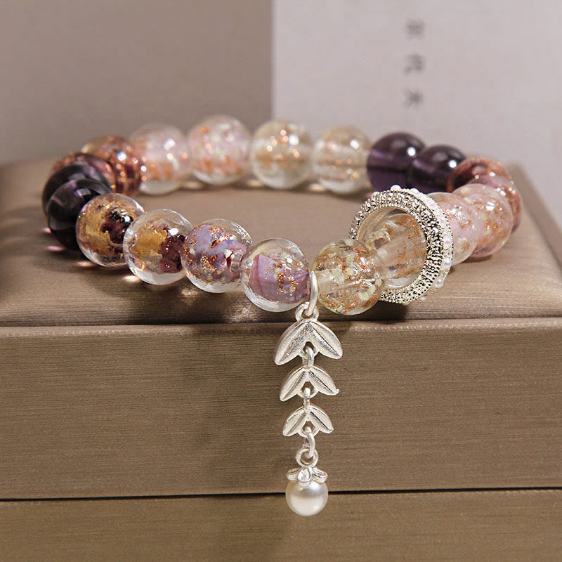 Buddha Stones Pulsera con dije de oreja de trigo y cuentas de vidrio de Liuli - image 4