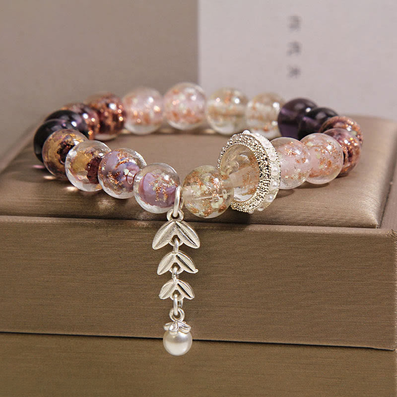 Buddha Stones Pulsera con dije de oreja de trigo y cuentas de vidrio de Liuli - image 5