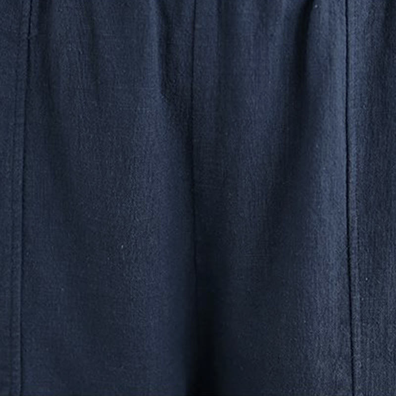 Buddha Stones Pantalones rectos de lino y algodón de color liso para mujer con bolsillos - image 27