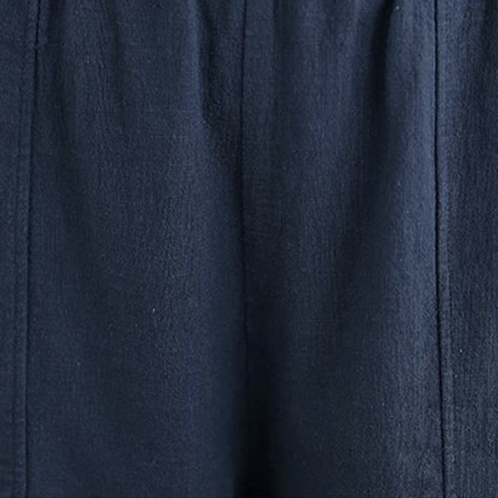 Buddha Stones Pantalones rectos de lino y algodón de color liso para mujer con bolsillos - image 27
