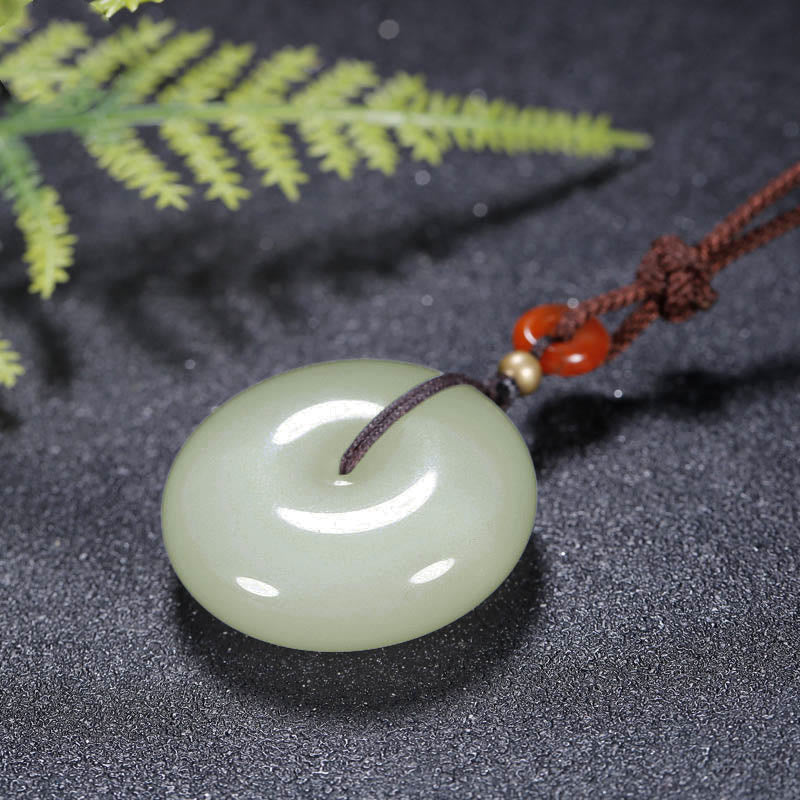 Colgante redondo de collar de bendición con hebilla de paz de jade blanco hetiano - image 4