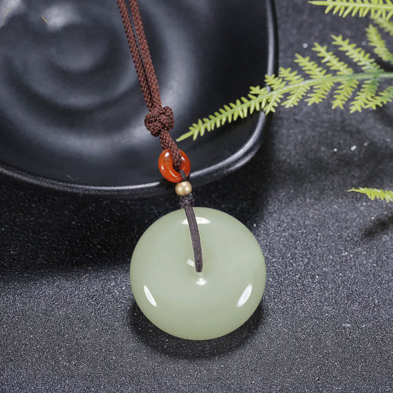 Colgante redondo de collar de bendición con hebilla de paz de jade blanco hetiano - image 3