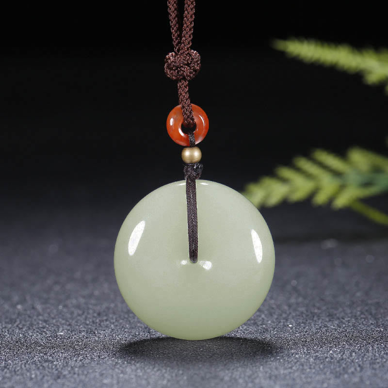 Colgante redondo de collar de bendición con hebilla de paz de jade blanco hetiano - image 6