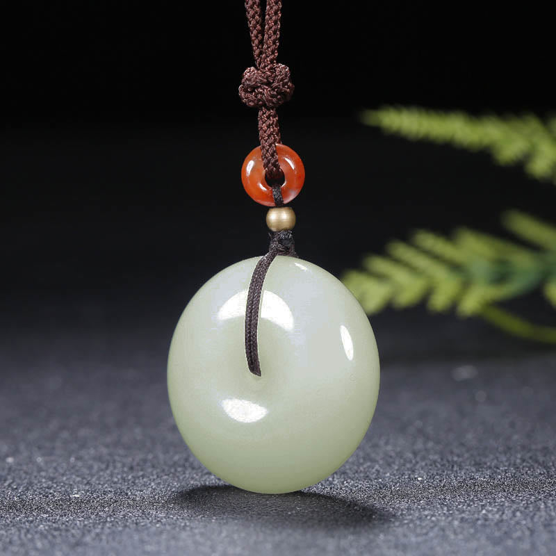 Colgante redondo de collar de bendición con hebilla de paz de jade blanco hetiano - image 8