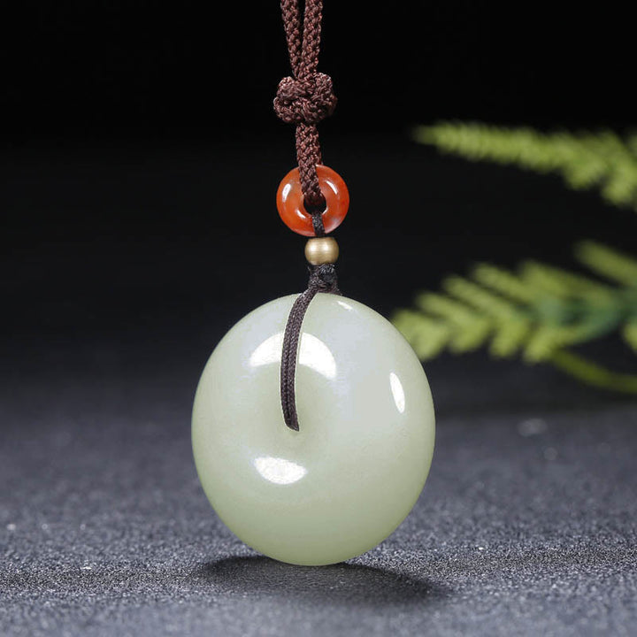 Colgante redondo de collar de bendición con hebilla de paz de jade blanco hetiano - image 8