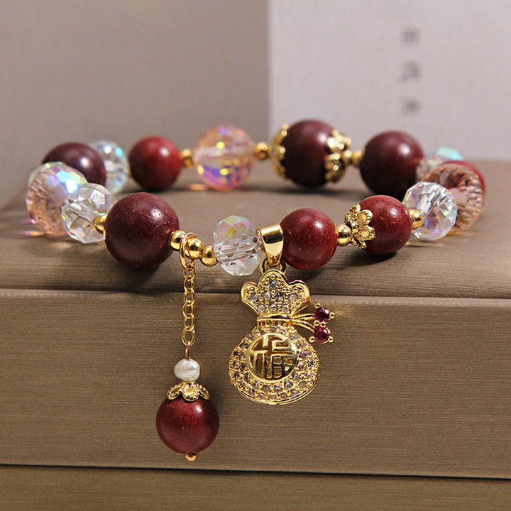 Buddha Stones Pulsera protectora con amuleto de la suerte y la bolsa de dinero de madera de sándalo Fu - image 5