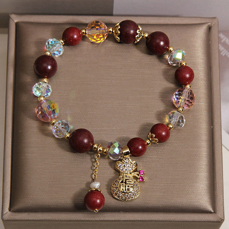 Buddha Stones Pulsera protectora con amuleto de la suerte y la bolsa de dinero de madera de sándalo Fu - image 2