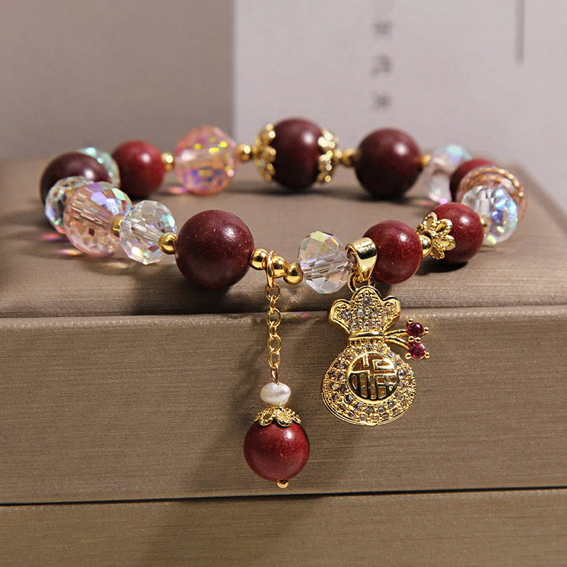 Buddha Stones Pulsera protectora con amuleto de la suerte y la bolsa de dinero de madera de sándalo Fu - image 6