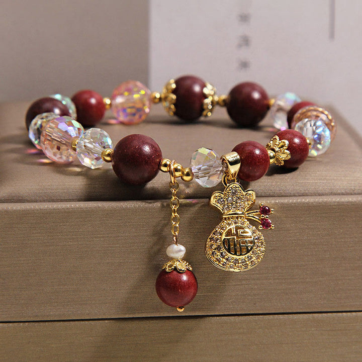 Buddha Stones Pulsera protectora con amuleto de la suerte y la bolsa de dinero de madera de sándalo Fu - image 6