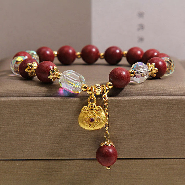 Buddha Stones Pulsera curativa con amuleto de la suerte de sándalo - 14-16 cm - image 0