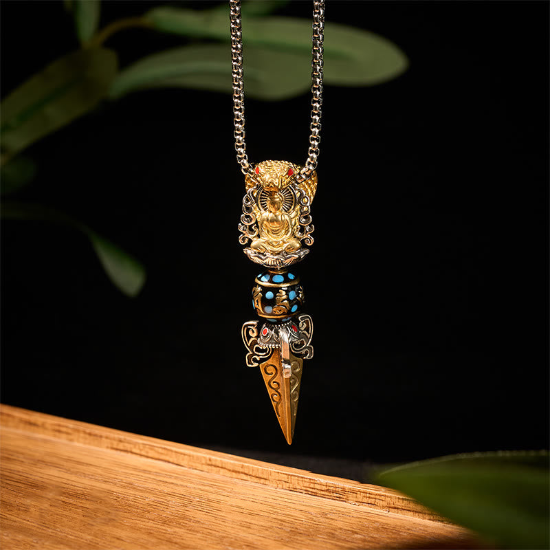 Buddha Stones tibetano Om Mani Padme Hum Buda riqueza rotación collar Vajra colgante - image 1