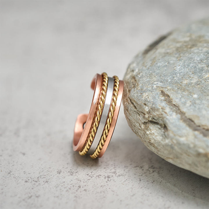 Buddha Stones Brazalete de cobre con diseño retorcido retro y abierto para la suerte y la riqueza - image 11