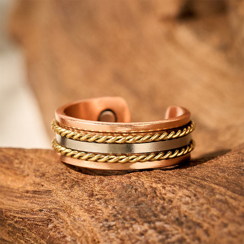 Buddha Stones Brazalete de cobre con diseño retorcido retro y abierto para la suerte y la riqueza - image 12
