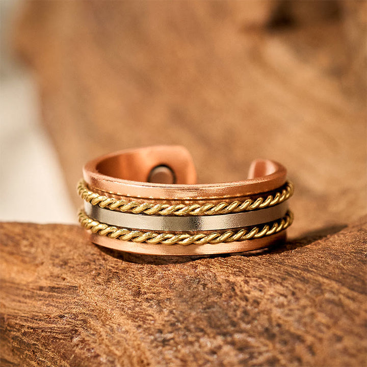 Buddha Stones Brazalete de cobre con diseño retorcido retro y abierto para la suerte y la riqueza - image 12
