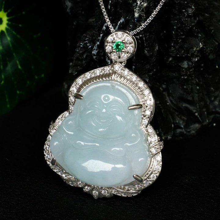 Buddha Stones Colgante de jade con forma de Buda sonriente y abundancia - image 8