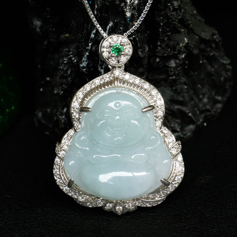 Buddha Stones Colgante de jade con forma de Buda sonriente y abundancia - image 7
