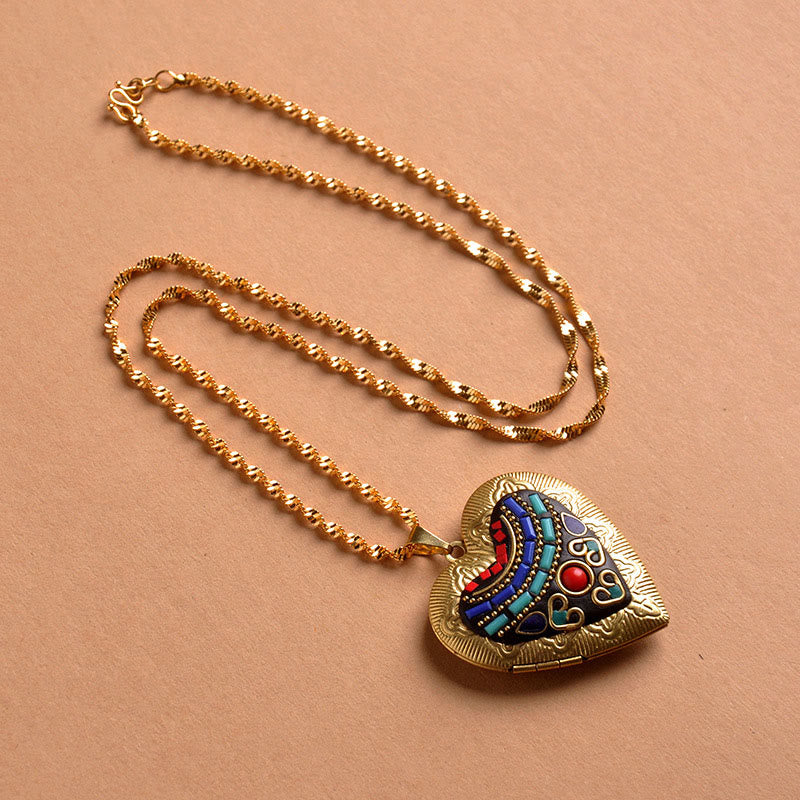Buddha Stones Collar con colgante de riqueza de cobre Kwan Yin Avalokitesvara Zakiram - Cadena en forma de corazón (largo del collar: 60 cm) - image 17
