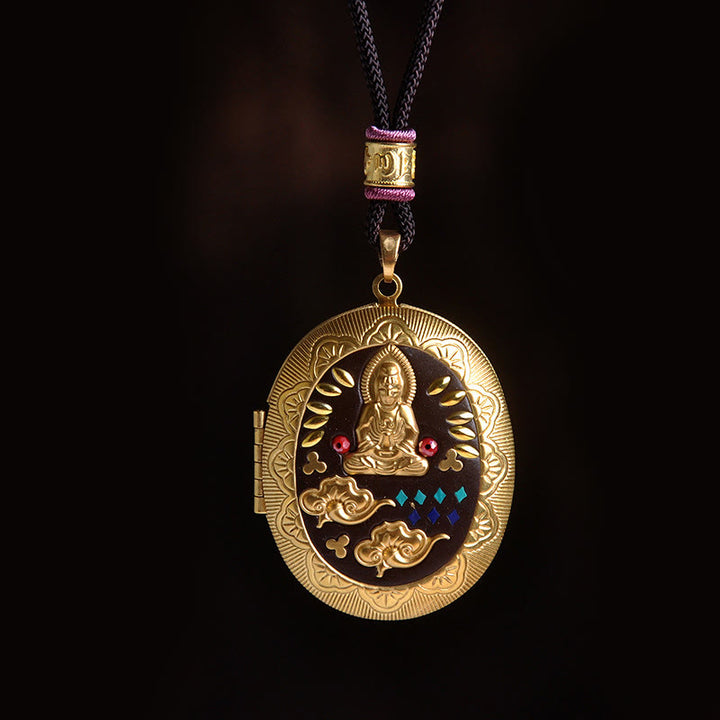 Buddha Stones Collar con colgante de riqueza de cobre Kwan Yin Avalokitesvara Zakiram - Cuerda de Avalokitesvara (largo del collar: 72 cm) - image 24