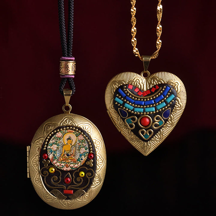 Buddha Stones Collar con colgante de riqueza de cobre Kwan Yin Avalokitesvara Zakiram - image 0