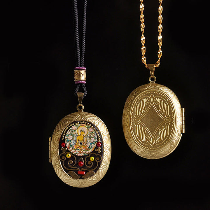 Buddha Stones Collar con colgante de riqueza de cobre Kwan Yin Avalokitesvara Zakiram - image 12