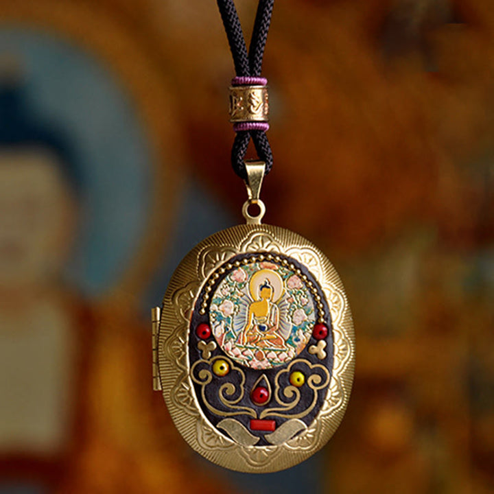 Buddha Stones Collar con colgante de riqueza de cobre Kwan Yin Avalokitesvara Zakiram - image 2