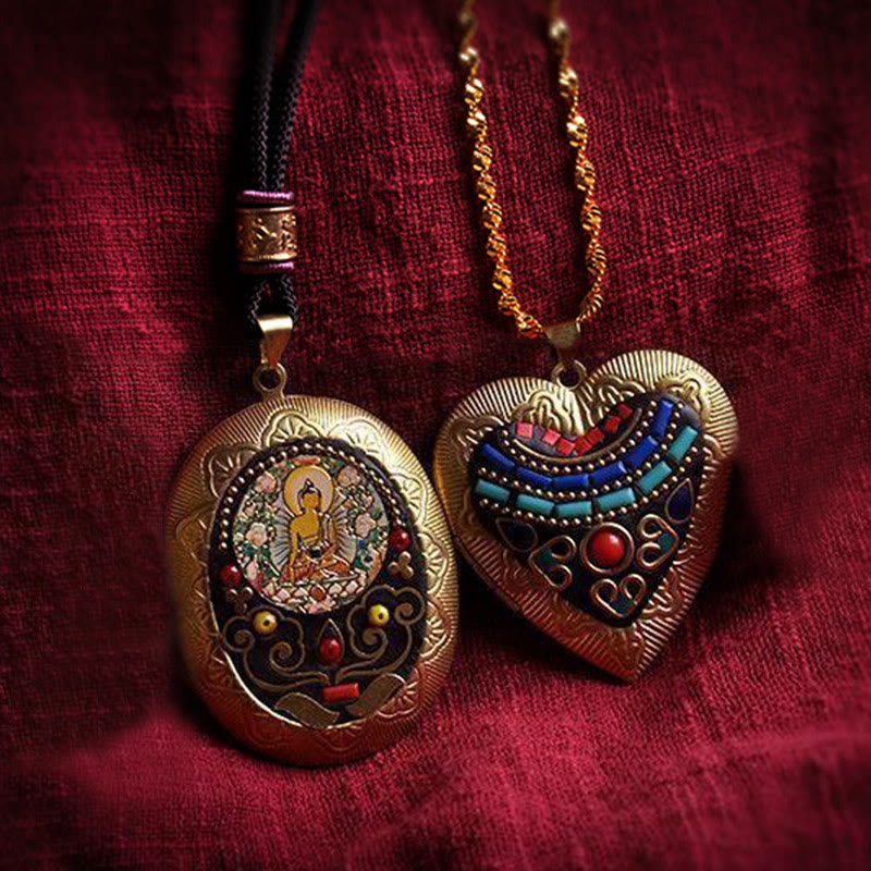 Buddha Stones Collar con colgante de riqueza de cobre Kwan Yin Avalokitesvara Zakiram - image 31