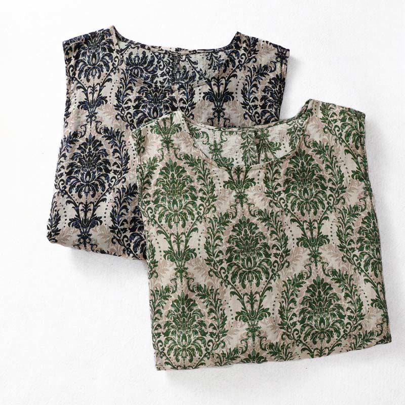 Buddha Stones Vestido largo sin mangas con cuello redondo y diseño sencillo con estampado de verano Commute - image 17