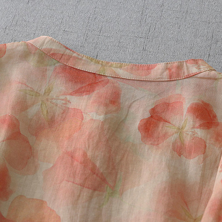 Buddha Stones Camisa de poliéster para mujer, manga larga, cuello redondo y estampado floral de primavera - image 10