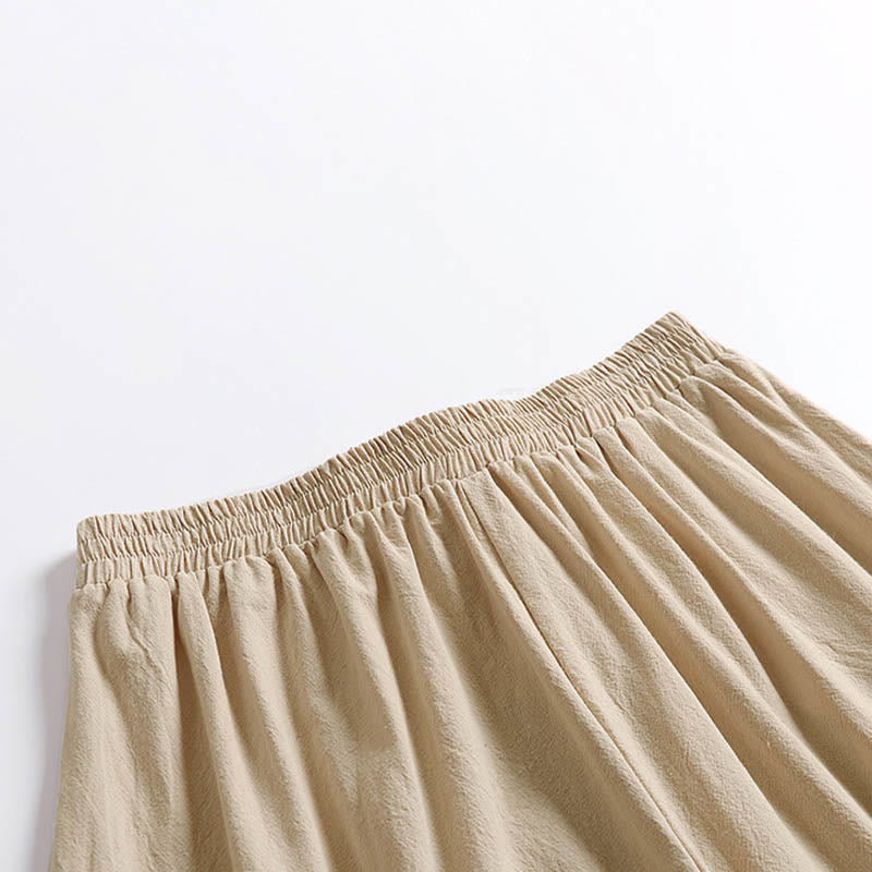 Buddha Stones Pantalones anchos de lino y algodón para hombre, con diseño de cordón ajustable y hasta el tobillo, con bolsillos - image 3