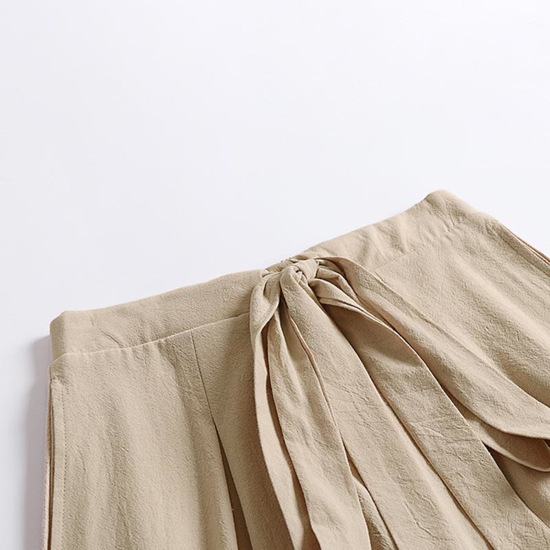 Buddha Stones Pantalones anchos de lino y algodón para hombre, con diseño de cordón ajustable y hasta el tobillo, con bolsillos - image 2