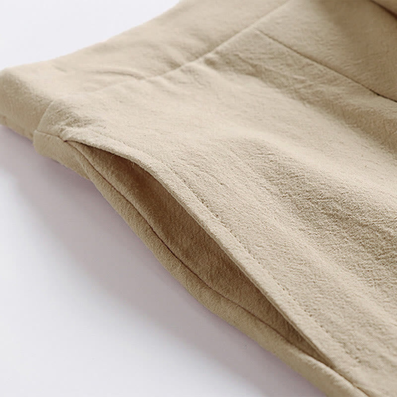 Buddha Stones Pantalones anchos de lino y algodón para hombre, con diseño de cordón ajustable y hasta el tobillo, con bolsillos - image 5