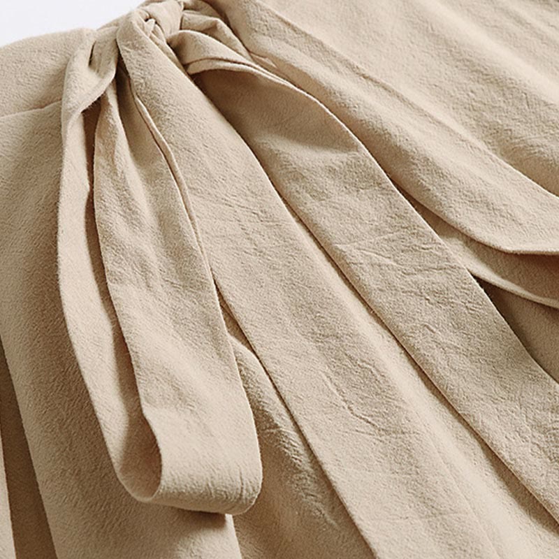 Buddha Stones Pantalones anchos de lino y algodón para hombre, con diseño de cordón ajustable y hasta el tobillo, con bolsillos - image 4