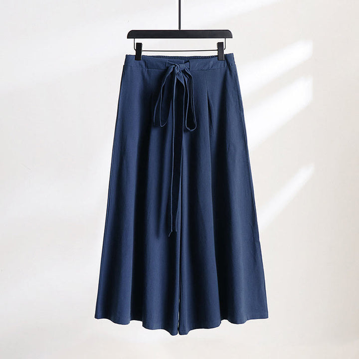 Buddha Stones Pantalones anchos de lino y algodón para hombre, con diseño de cordón ajustable y hasta el tobillo, con bolsillos - Azul acero - US/UK/AU54, EU64 (9XL) - image 10