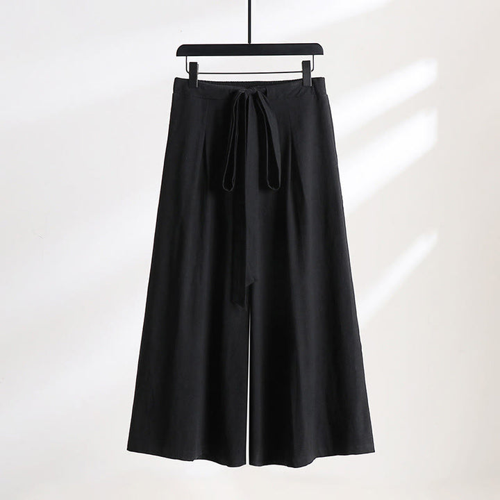 Buddha Stones Pantalones anchos de lino y algodón para hombre, con diseño de cordón ajustable y hasta el tobillo, con bolsillos - Negro - US/UK/AU54, EU64 (9XL) - image 9