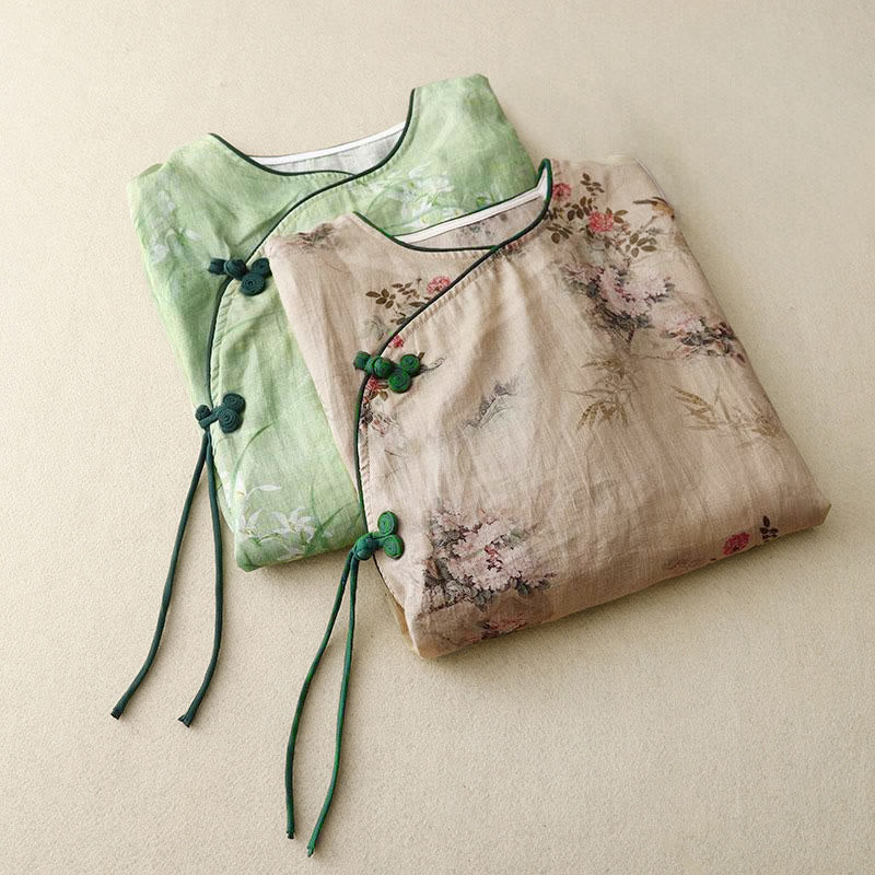 Buddha Stones Camisa de mujer con manga tres cuartos y diseño de rana con flores rojas y orquídea blanca - image 18