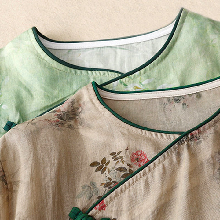 Buddha Stones Camisa de mujer con manga tres cuartos y diseño de rana con flores rojas y orquídea blanca - image 19